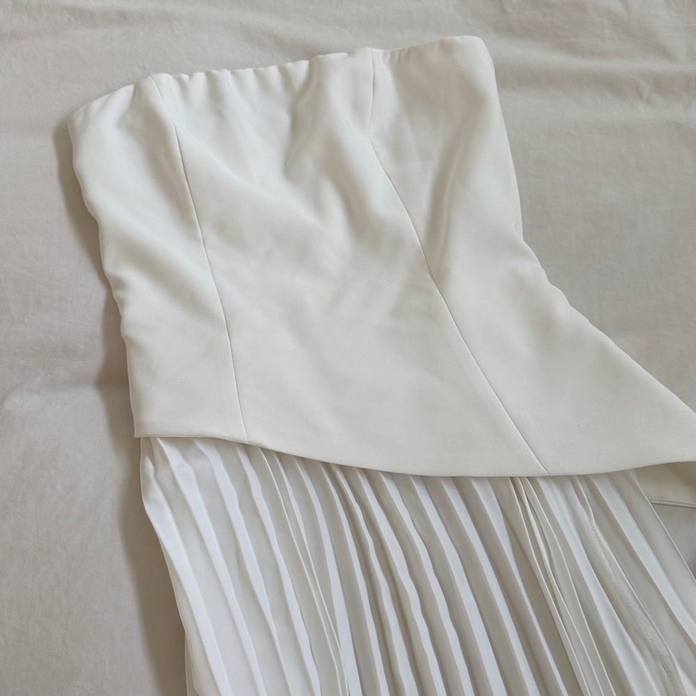 Commense Solid Pleated Strapless Split Dress - image 8